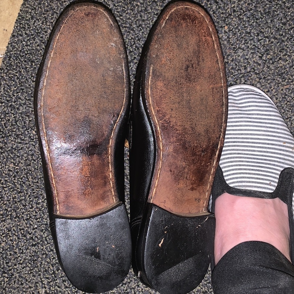 Mens Black leather  loafer dress shoe size 7 - Picture 4 of 5